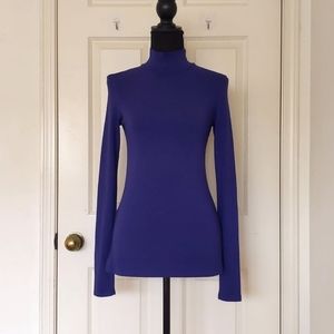 Express Cotton Modal Spandex Purple Long Sleeve Turtleneck Top.